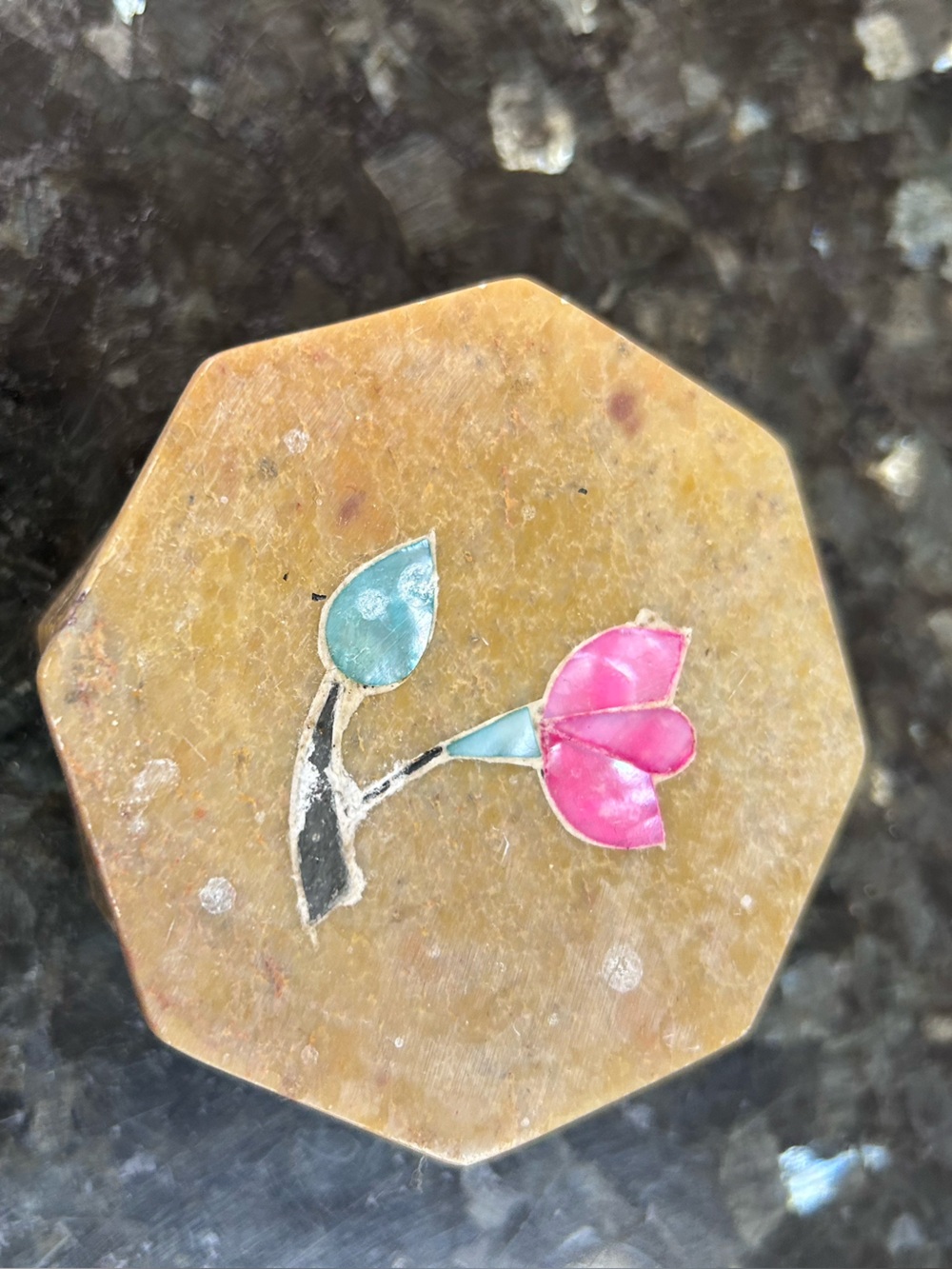 Pink & Turquoise Floral Inlay Brooch - Women Jewelry